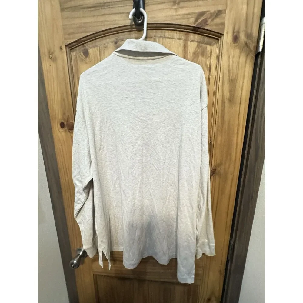 Ralph Lauren Polo Shirt Men's Long Sleeve Classic‎ Fit Mesh Gray Size 2XB